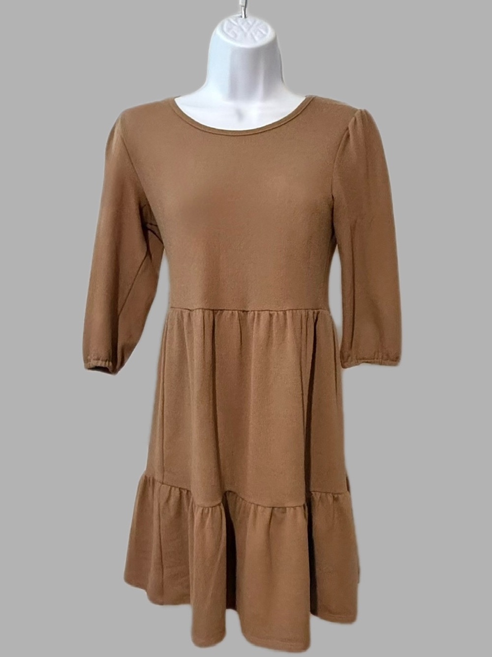 Women's Brown Tiered Knit Dress